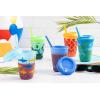 imageEllo Kids Plastic Reusable Color Changing Cups with Twist on SplashProof Lids and Straw BPA Free Dishwasher Safe 12oz Rainforest 4 Pack4 Pack Rainforest