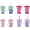 imageEllo Kids Plastic Reusable Color Changing Cups with Twist on SplashProof Lids and Straw BPA Free Dishwasher Safe 12oz Rainforest 4 Pack4 Pack Fruit Pop