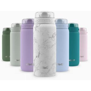 imageEllo Cooper 22oz Stainless Steel Water Bottle with Straw and Carry Handle Double Walled and Vacuum Insulated Metal Leak Proof Locking Lid with Soft Silicone Spout Reusable BPA Free BlackWhite Marble