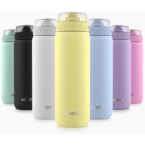imageEllo Cooper 22oz Stainless Steel Water Bottle with Straw and Carry Handle Double Walled and Vacuum Insulated Metal Leak Proof Locking Lid with Soft Silicone Spout Reusable BPA Free BlackLemonade