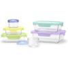 imageEllo Color Lock 34 Cup 10PC 5 Pack Glass Meal Prep Sets LeakProof Glass Food Storage Containers with Airtight BPAFree Plastic Lids Dishwasher Microwave and Freezer Safe Purple RainPurple Rain