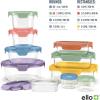 imageEllo Color Lock 34 Cup 10PC 5 Pack Glass Meal Prep Sets LeakProof Glass Food Storage Containers with Airtight BPAFree Plastic Lids Dishwasher Microwave and Freezer Safe Purple RainDesert Festival