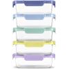 imageEllo Color Lock 34 Cup 10PC 5 Pack Glass Meal Prep Sets LeakProof Glass Food Storage Containers with Airtight BPAFree Plastic Lids Dishwasher Microwave and Freezer Safe Purple RainPurple Rain
