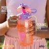 imageEllo Ellies 16oz Plastic Kids Water Bottle with Straw and Builtin Carrying Handle and LeakProof Locking Lid for School backpack Lunchbox and Outdoor SportsDino