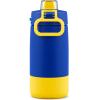 imageEllo Kids Colby 12oz Stainless Steel Insulated Water Bottle with Straw and BuiltIn Silicone Coaster Carrying Handle and LeakProof Locking Lid for School Backpack Lunchbox and Outdoor SportsBlueYellow