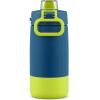 imageEllo Kids Colby 12oz Stainless Steel Insulated Water Bottle with Straw and BuiltIn Silicone Coaster Carrying Handle and LeakProof Locking Lid for School Backpack Lunchbox and Outdoor SportsTealGreen