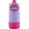 imageEllo Kids Colby 12oz Stainless Steel Insulated Water Bottle with Straw and BuiltIn Silicone Coaster Carrying Handle and LeakProof Locking Lid for School Backpack Lunchbox and Outdoor SportsLilacPink
