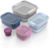 imageEllo Plastic 37 Cup Meal Prep Set 10 Pc 5 Pack Set  BPA Free Plastic Food Storage Container with Silicone Boot and Airtight Plastic Lids Dishwasher Microwave and Freezer Safe MelonElderberry Mixed Set