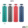 imageEllo Syndicate 20oz Reusable Glass Water Bottle with OneTouch Leak Proof Flip Lid and Protective NonSlip Silicone Sleeve and Carry Loop for Coffee Tea and Water BPAfree Dishwasher SafeBold Blue