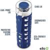 imageEllo Syndicate 20oz Reusable Glass Water Bottle with OneTouch Leak Proof Flip Lid and Protective NonSlip Silicone Sleeve and Carry Loop for Coffee Tea and Water BPAfree Dishwasher SafeBold Blue