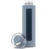 imageEllo Syndicate 20oz Reusable Glass Water Bottle with OneTouch Leak Proof Flip Lid and Protective NonSlip Silicone Sleeve and Carry Loop for Coffee Tea and Water BPAfree Dishwasher SafeTech Blue