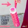 imageEllo Syndicate 20oz Reusable Glass Water Bottle with OneTouch Leak Proof Flip Lid and Protective NonSlip Silicone Sleeve and Carry Loop for Coffee Tea and Water BPAfree Dishwasher SafePink