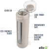 imageEllo Syndicate 20oz Reusable Glass Water Bottle with OneTouch Leak Proof Flip Lid and Protective NonSlip Silicone Sleeve and Carry Loop for Coffee Tea and Water BPAfree Dishwasher SafeSand