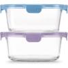 imageEllo Color Lock 34 Cup 10PC 5 Pack Glass Meal Prep Sets LeakProof Glass Food Storage Containers with Airtight BPAFree Plastic Lids Dishwasher Microwave and Freezer Safe Purple RainDesert Festival