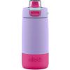 imageEllo Kids Colby 12oz Stainless Steel Insulated Water Bottle with Straw and BuiltIn Silicone Coaster Carrying Handle and LeakProof Locking Lid for School Backpack Lunchbox and Outdoor SportsLilacPink