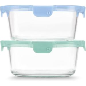 imageEllo Color Lock 34 Cup 10PC 5 Pack Glass Meal Prep Sets LeakProof Glass Food Storage Containers with Airtight BPAFree Plastic Lids Dishwasher Microwave and Freezer Safe Purple RainPurple Rain