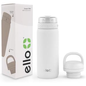 imageEllo Cooper 32oz Stainless Steel Water Bottle with 2 Lids Chug and Straw  Leak Proof  Double Walled and Vacuum Insulated  Built in Carry Loop  Dishwasher Safe  Bubblegum PinkWhite