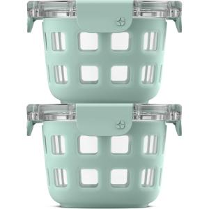 imageEllo Duraglass 2Pack 2 Cup Reusable Glass Container Jar with Leak Proof Lids and Protective Silicone Sleeves  Perfect for Overnight Oats Snacks Yogurt  BPAFree  Dishwasher Safe  Halogen BlueYucca