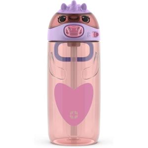imageEllo Ellies 16oz Plastic Kids Water Bottle with Straw and Builtin Carrying Handle and LeakProof Locking Lid for School backpack Lunchbox and Outdoor SportsUnicorn