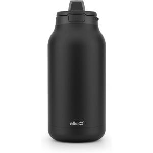 imageEllo Hydra 64oz Half Gallon Vacuum Insulated Stainless Steel Jug with Locking LeakProof Lid and Soft Silicone Straw Metal Reusable Water Bottle Keeps Cold All DayBlack