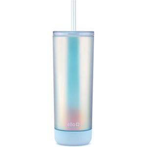 imageEllo Monterey Double Walled Insulated Plastic Tumbler with Straw and Builtin Coaster BPA Free 24ozBlue
