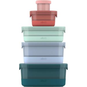imageEllo Plastic 37 Cup Meal Prep Set 10 Pc 5 Pack Set  BPA Free Plastic Food Storage Container with Silicone Boot and Airtight Plastic Lids Dishwasher Microwave and Freezer Safe MelonMelon Mixed Set