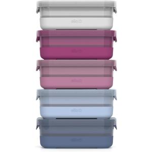 imageEllo Plastic 37 Cup Meal Prep Set 10 Pc 5 Pack Set  BPA Free Plastic Food Storage Container with Silicone Boot and Airtight Plastic Lids Dishwasher Microwave and Freezer Safe MelonElderberry 37 Cup
