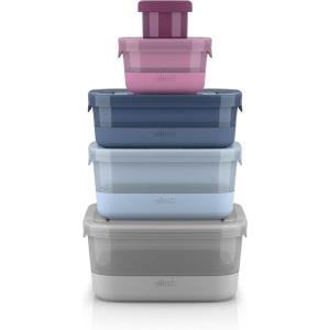 imageEllo Plastic 37 Cup Meal Prep Set 10 Pc 5 Pack Set  BPA Free Plastic Food Storage Container with Silicone Boot and Airtight Plastic Lids Dishwasher Microwave and Freezer Safe MelonElderberry Mixed Set