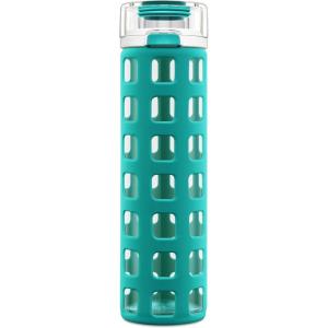 imageEllo Syndicate 20oz Reusable Glass Water Bottle with OneTouch Leak Proof Flip Lid and Protective NonSlip Silicone Sleeve and Carry Loop for Coffee Tea and Water BPAfree Dishwasher SafeMint