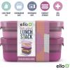 imageEllo 2Pack Lunch Stack Plastic Food Storage Container Bento Box with Airtight LeakProof Locking Plastic Lids and Silicone Base BPAFree Freezer Microwave and Dishwasher SafeRaspberry