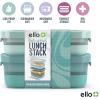 imageEllo 2Pack Lunch Stack Plastic Food Storage Container Bento Box with Airtight LeakProof Locking Plastic Lids and Silicone Base BPAFree Freezer Microwave and Dishwasher SafeMint Chip