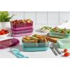 imageEllo 2Pack Lunch Stack Plastic Food Storage Container Bento Box with Airtight LeakProof Locking Plastic Lids and Silicone Base BPAFree Freezer Microwave and Dishwasher SafeRaspberry
