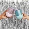 imageEllo Clink 12oz Vacuum Insulated Stainless Steel Wine Tumbler with Builtin Silicone Protection Coaster Stemless Wine Cup Coffee Tea Champaign Cocktail GraphiteYucca