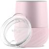 imageEllo Clink 12oz Vacuum Insulated Stainless Steel Wine Tumbler with Builtin Silicone Protection Coaster Stemless Wine Cup Coffee Tea Champaign Cocktail GraphitePink Satin