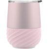imageEllo Clink 12oz Vacuum Insulated Stainless Steel Wine Tumbler with Builtin Silicone Protection Coaster Stemless Wine Cup Coffee Tea Champaign Cocktail GraphitePink Satin