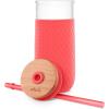 imageEllo Devon 18oz Glass Tumbler with Straw Friction Fit Bamboo Wood Lid and Silicone Sleeve  Perfect for Iced Coffee Tea Matcha and SmoothiesCoral