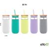 imageEllo Devon 18oz Glass Tumbler with Straw Friction Fit Bamboo Wood Lid and Silicone Sleeve  Perfect for Iced Coffee Tea Matcha and SmoothiesCoral