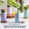 imageEllo Devon 18oz Glass Tumbler with Straw Friction Fit Bamboo Wood Lid and Silicone Sleeve  Perfect for Iced Coffee Tea Matcha and SmoothiesCoral