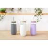 imageEllo Devon 18oz Glass Tumbler with Straw Friction Fit Bamboo Wood Lid and Silicone Sleeve  Perfect for Iced Coffee Tea Matcha and SmoothiesGray