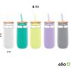 imageEllo Devon 18oz Glass Tumbler with Straw Friction Fit Bamboo Wood Lid and Silicone Sleeve  Perfect for Iced Coffee Tea Matcha and SmoothiesGray