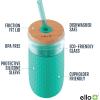 imageEllo Devon 18oz Glass Tumbler with Straw Friction Fit Bamboo Wood Lid and Silicone Sleeve  Perfect for Iced Coffee Tea Matcha and SmoothiesMint