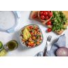 imageEllo Duraglass Meal Prep Container Glass Food Storage Container with Silicone Sleeve and Airtight BPAFree Plastic Lid Dishwasher Microwave and Freezer Safe4 Cup Halogen Blue