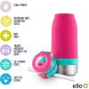 imageEllo Emma 14oz Vacuum Insulated Stainless Steel Kids Water Bottle with Straw and Builtin Carrying Handle and LeakProof Locking Lid for School Backpack Lunchbox and Outdoor SportsTropic Pink