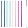 imageEllo Impact Reusable Hard Plastic Straws with Cleaning Brush 8 Piece Rosewater