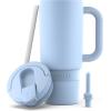 imageEllo Port 40oz Tumbler with Carry Loop ampamp Integrated Handle Vacuum Insulated Stainless Steel Reusable Water Bottle Travel Mug with Leak Proof Lid ampamp Straw Perfect for Iced Coffee ampamp Tea SageHalogen Blue