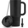 imageEllo Port 40oz Tumbler with Carry Loop ampamp Integrated Handle Vacuum Insulated Stainless Steel Reusable Water Bottle Travel Mug with Leak Proof Lid ampamp Straw Perfect for Iced Coffee ampamp Tea SageBlack