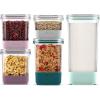 imageEllo Airtight Food Storage Plastic Canisters with NonSlip Base Locking Lids and Labels for Kitchen and Pantry Organization Perfect for Sugar Cereal Pasta  Set of 5 Mixed Set  Garden Goals5PC MixedSet