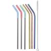 imageEllo Impact Reusable Stainless Steel Straws with Cleaning Brush 4 Piece June Breeze6 Piece