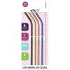 imageEllo Impact Stainless Steel Reusable Straws with Cleaning Brush 4 Piece Metallics