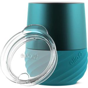 imageEllo Clink 12oz Vacuum Insulated Stainless Steel Wine Tumbler with Builtin Silicone Protection Coaster Stemless Wine Cup Coffee Tea Champaign Cocktail GraphiteAntigua